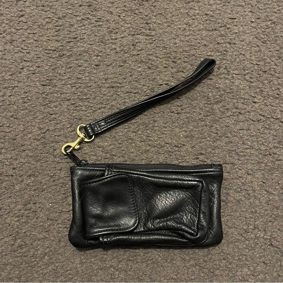 Vintage Black Leather Biker Wristlet - Picture 3 of 5